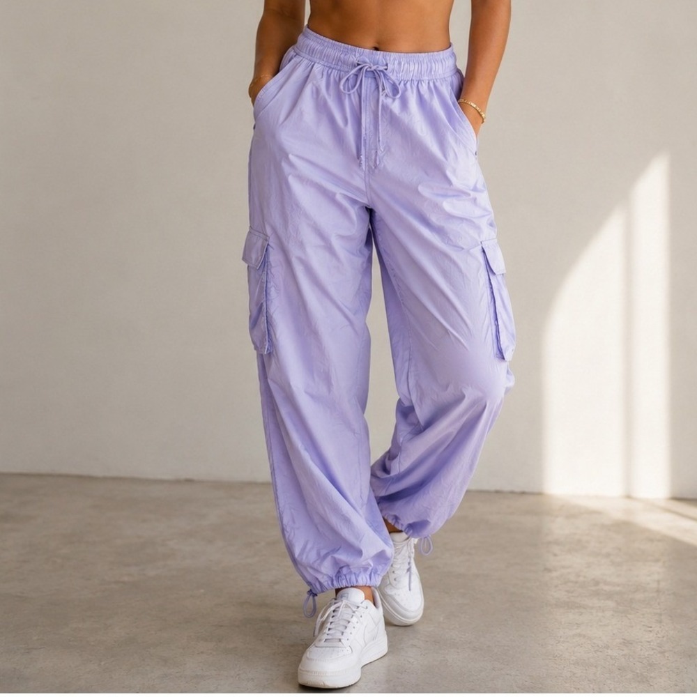 Daily Practice Anthropologie Cargo Joggers Lavender Purple High Rise Pants M